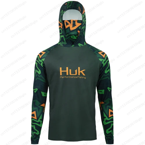 Imagen 2 del producto HUK UPF 50+ Camisas de pesca con capucha de manga larga, sudaderas de secado rápido, camisetas de pesca transpirables con protección UV para hombres