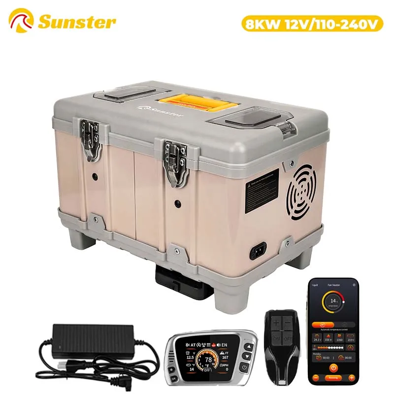 

8kw Portable Toolbox 12V&110-240V Diesel Parking Air Heater w/Bluetooth&Ventilation&Constant temperature For RV Camper Motorhome