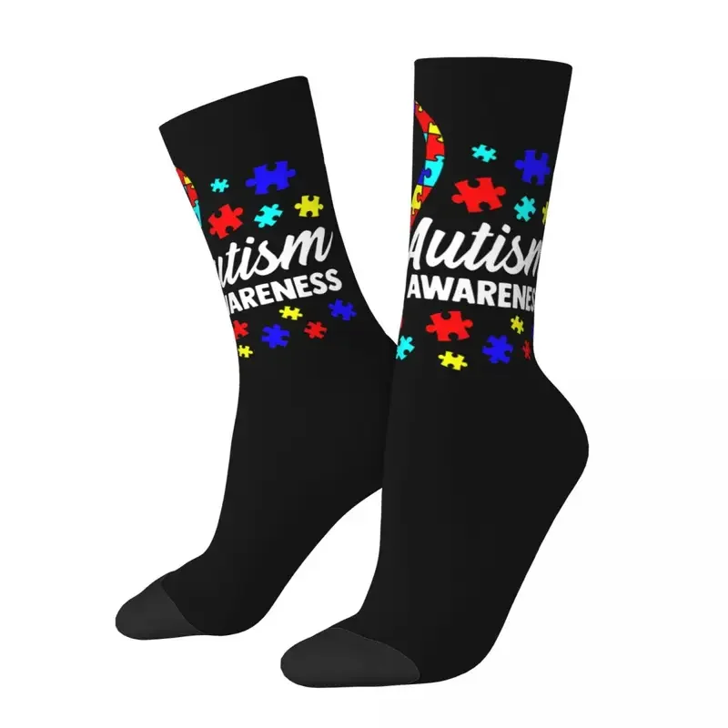 

Y2K Winter Warm Crazy Design Men'S Women'S Cute Autism Awareness Autistic Unique Colorful Sweat Absorbing Sports Socks