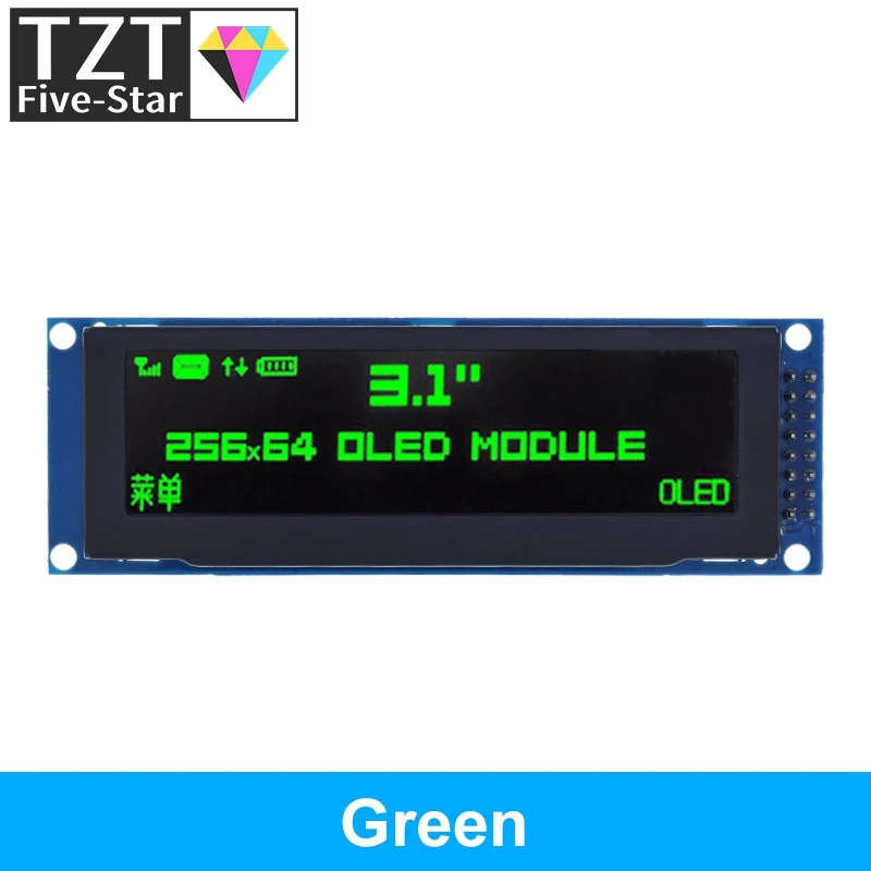 TZT Real OLED Display  3.12" 256*64 25664 Dots Graphic LCD Module Display Screen LCM Screen SSD1322 Controller Support SPI