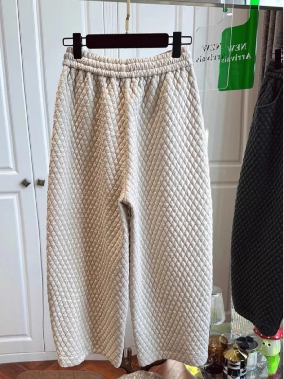 

Plus Size plus Size Women's Harlan Pants Thiened Autumn Winter Loose Slimming Cotton Trousers Retro Diamond id Wide Leg Pants