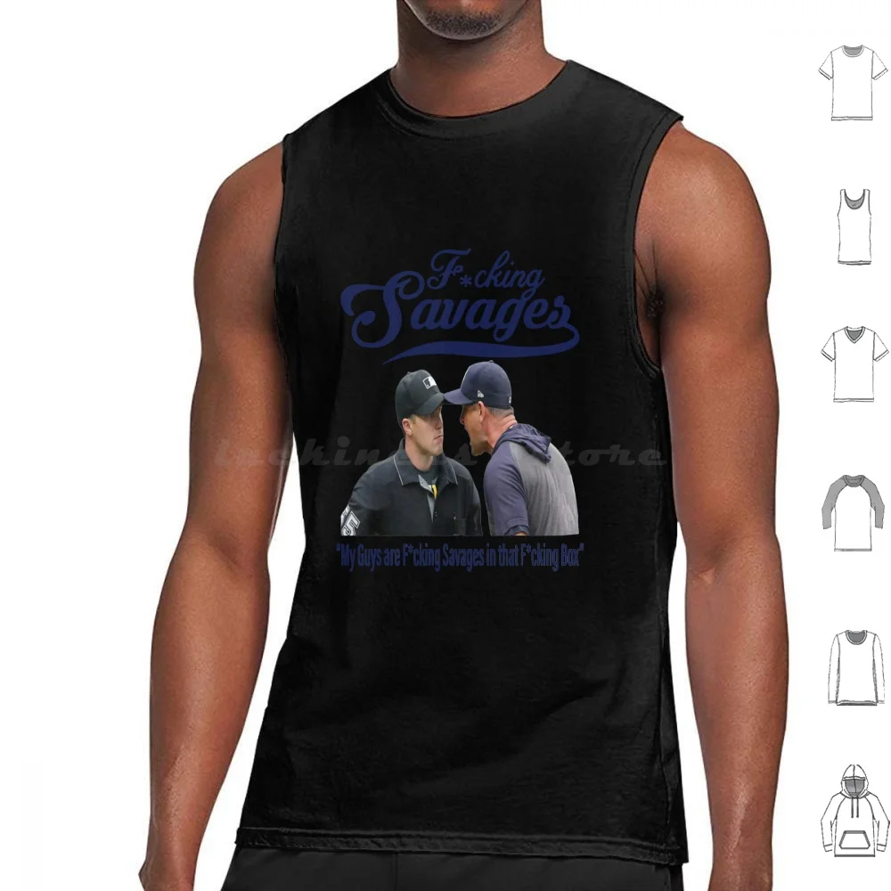 Aaron Boone Savages In The Box Baseball Tank Tops Print Cotton