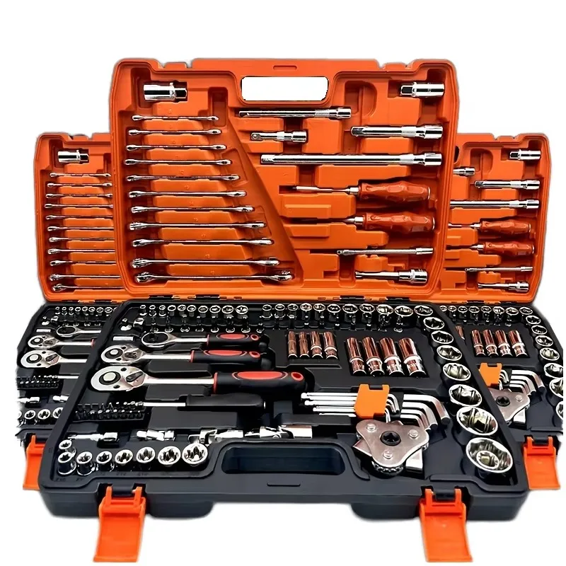 

SXLL 121 Pieces Repair DIY Machine Tool Set Quick Ratchet Wrench Screwdriver Socket with Drill OEM Household Hard Box