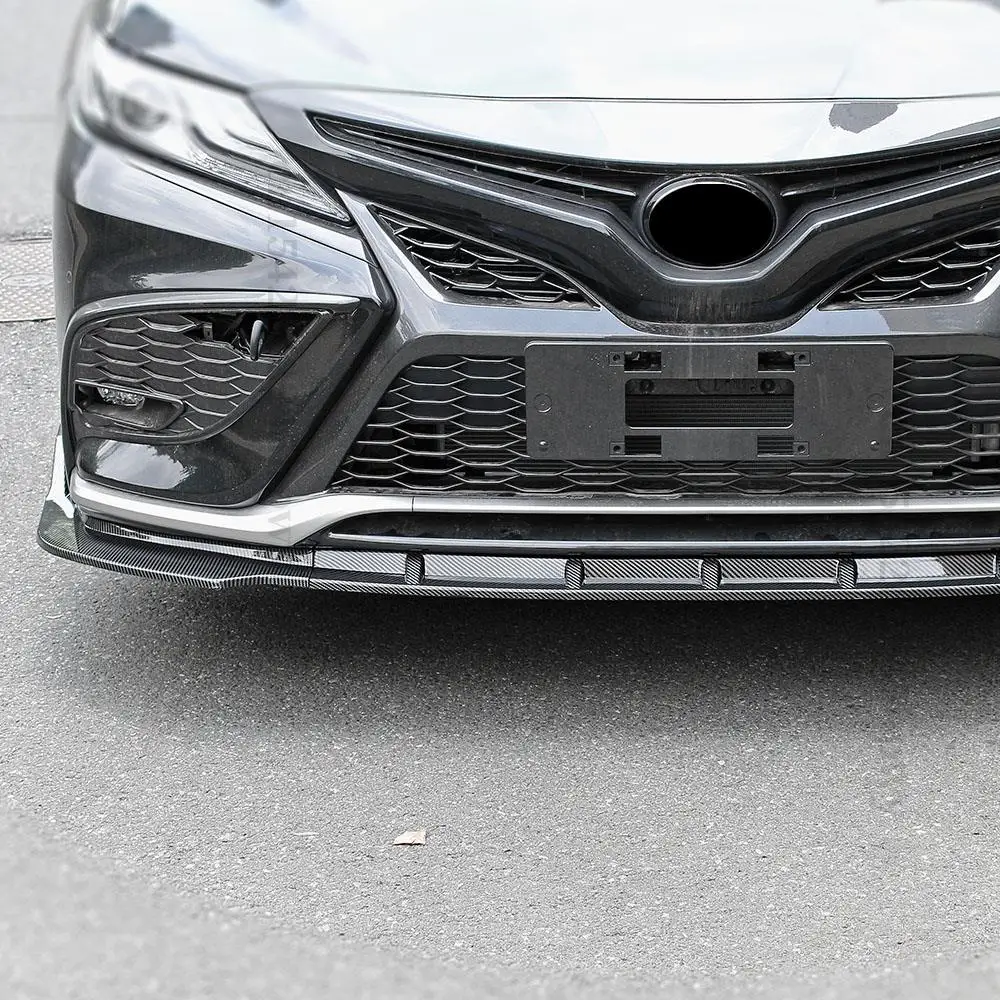 Front Bumper Lip Chin Carbon Fiber Look Body Kit Diffuser Spoiler Deflector Refit Accessories For Toyota Camry 2021 2022 Tuning