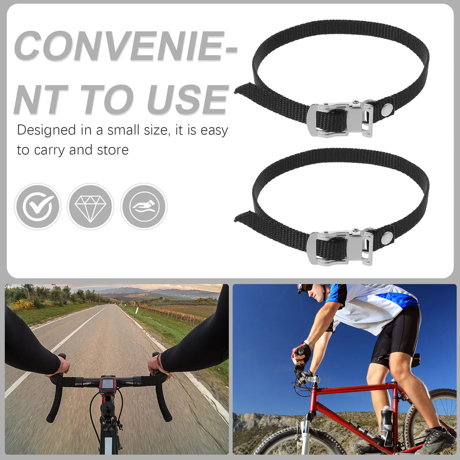 12Pcs Cycling Pedal Straps Adjustable Foot Straps Heavy-Duty Nylon Bike Pedal Foot Bands Steel Buckles for Stationary Road image 5
