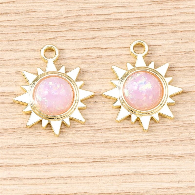 5 Stück 17x20mm Niedliche Kristall-Metall-Sonnen-Anhänger für die Herstellung von Ohrhängern, Halsketten, Armbändern, DIY-Handwerk und Schmuckzubehör – Detail 4