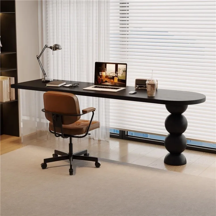 Solid wood long table Bedroom Home Black Office Writing Computer Desk Student Children Double