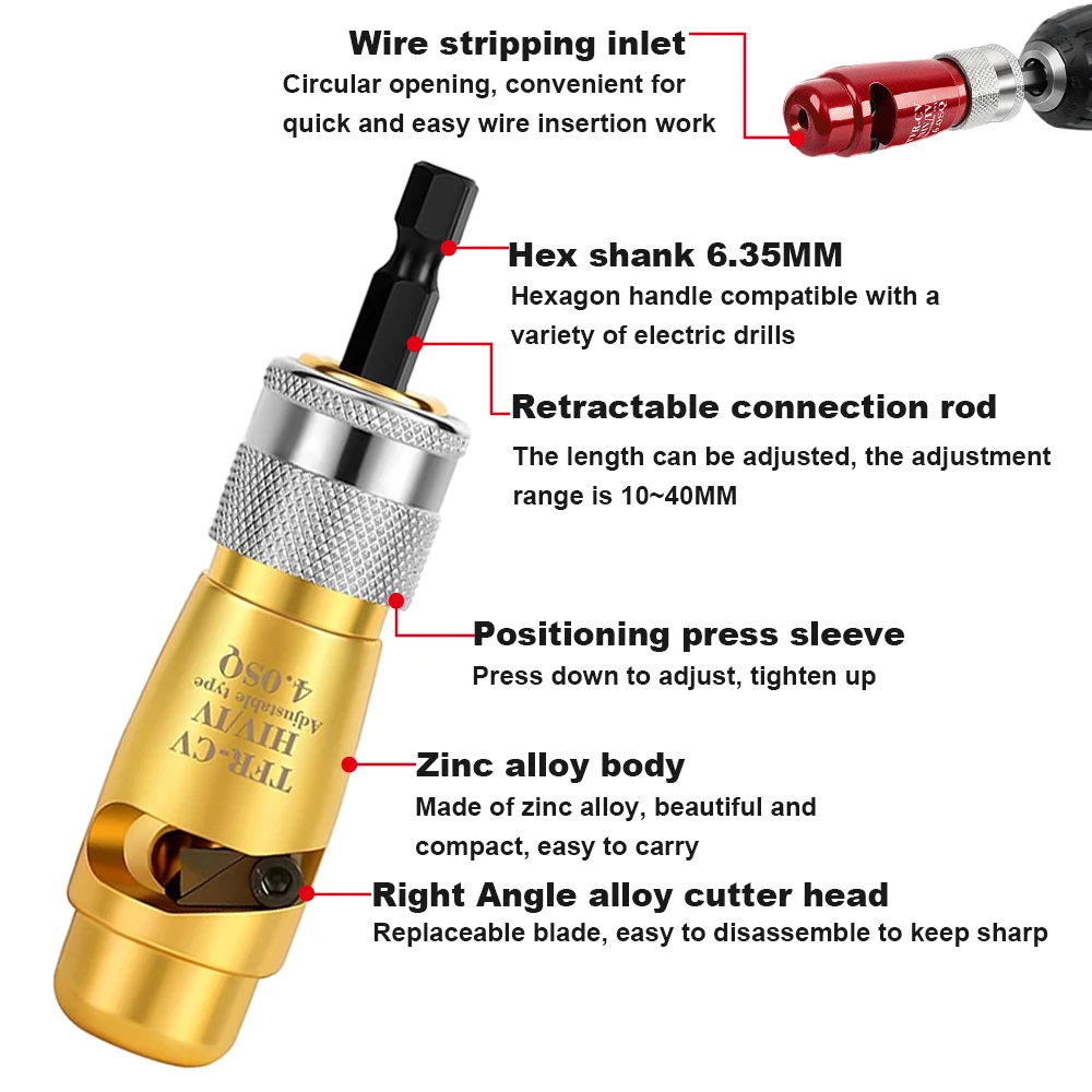 Electric Wire Stripper for 2.5/4/6 Square Wire Cable Wire Peeling Machine Power Drill Driver Stripper Automatic Wire Stripping