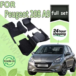 Car Floor Mats For Peugeot 208 A9 2012~2018 Carpets Luxury Leather Mat Durable Rugs Anti Dirty Pad Set Car Accessories 2013 2014