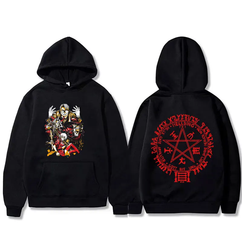 

Anime Hellsing Abraham Van Helsing Vampire Alucard Graphic Hoodie Men Women Cartoon Manga Pullover Male Fleece Cotton Hoodies