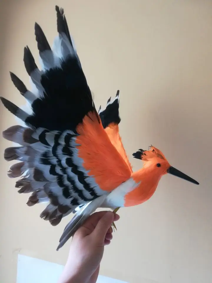 Prawdziwe ptaki kolorowe pióra Hoopoe model ptaka skrzydła hoopoe dekoracja ogrodowa rekwizyt zabawka prezent 35x55cmh1484