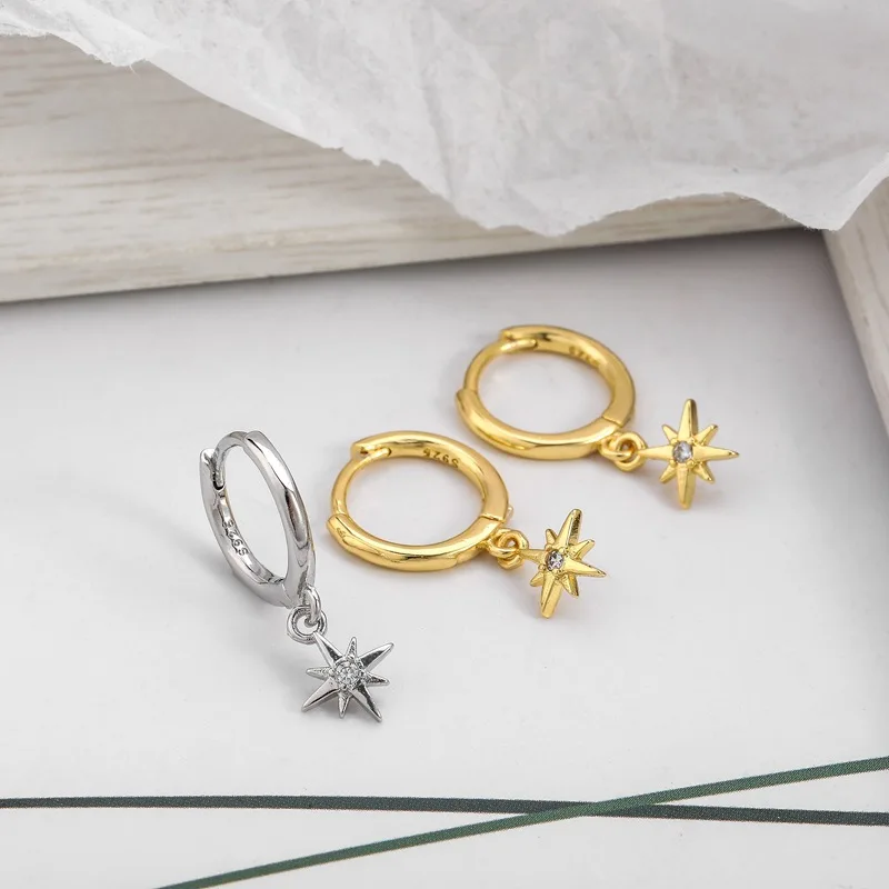 VENTFILLE Asymmetrische Creolen mit Quasten aus 925er-Sterlingsilber für Damen, runde Scheibe, Gold, CZ, Hochzeit, Sternschmuck