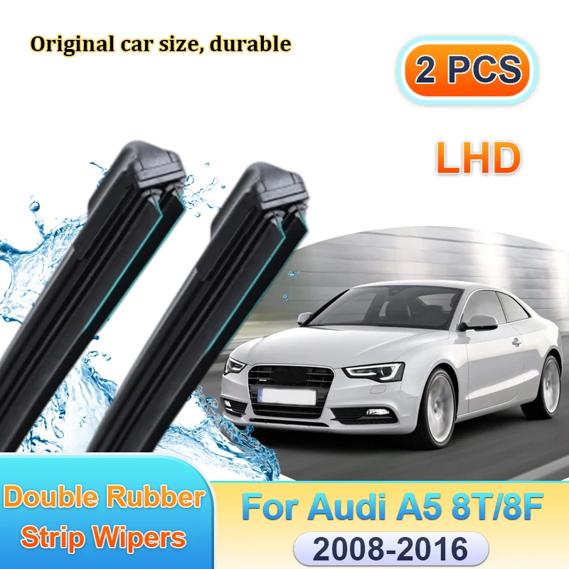 

Car Wiper LHD For Audi A5 8T/8F 2008 2009 2010 2011-2016 Windscreen Front Double Rubber Strip Wipers Blade Brushes Accessories