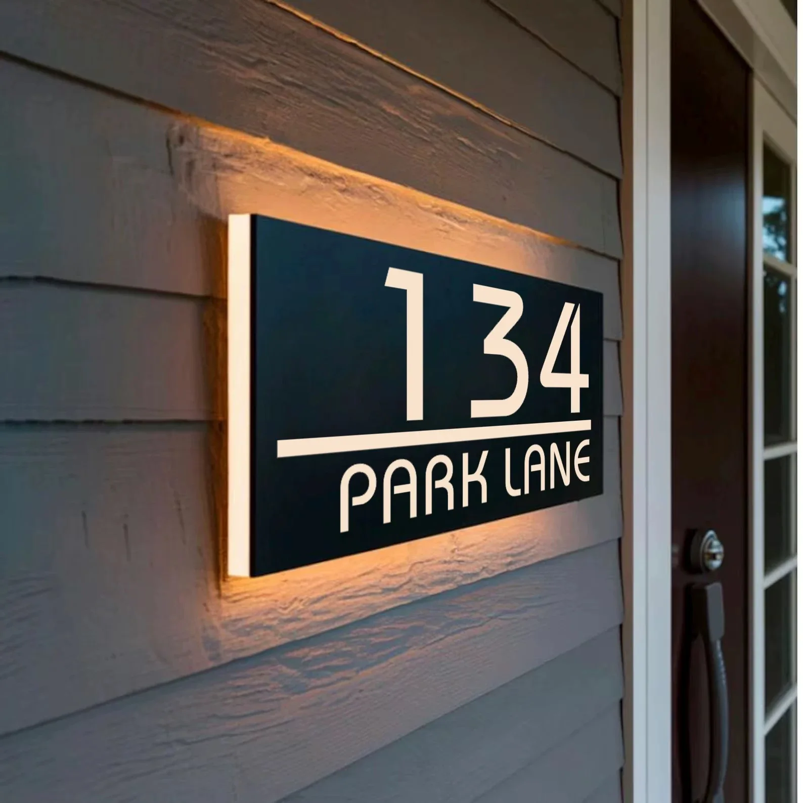 Personalized LED House Number Sign Acrylic Address Plaque Modern Outdoor Door Wall Number Plate Custom Waterproof Home Decor