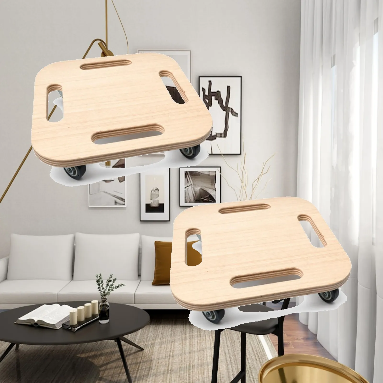 2 Pieces Wooden Sliding Discs with Wheels Joint Friendly Core Slider Discs Fitness Sliders Versatile for Pilates Practitioners