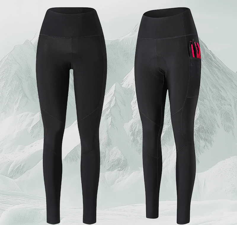YKYWBIKE Damen Winter-Radträgerhose, Thermo-Fleece, warme lange Hose für Damen, Rennrad-Trägerhose, Fahrradbekleidung – Detail 22