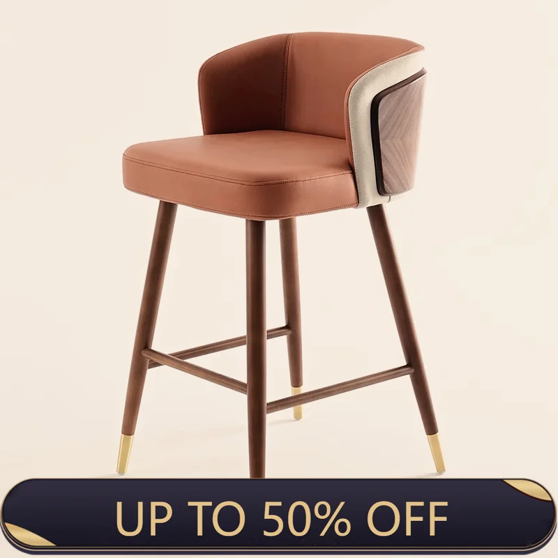 Height Hairdressing Bar Stools Comfortable Accent Wood Leather With Back Bar Stools Modern Computer Cadeira Unique Furniture