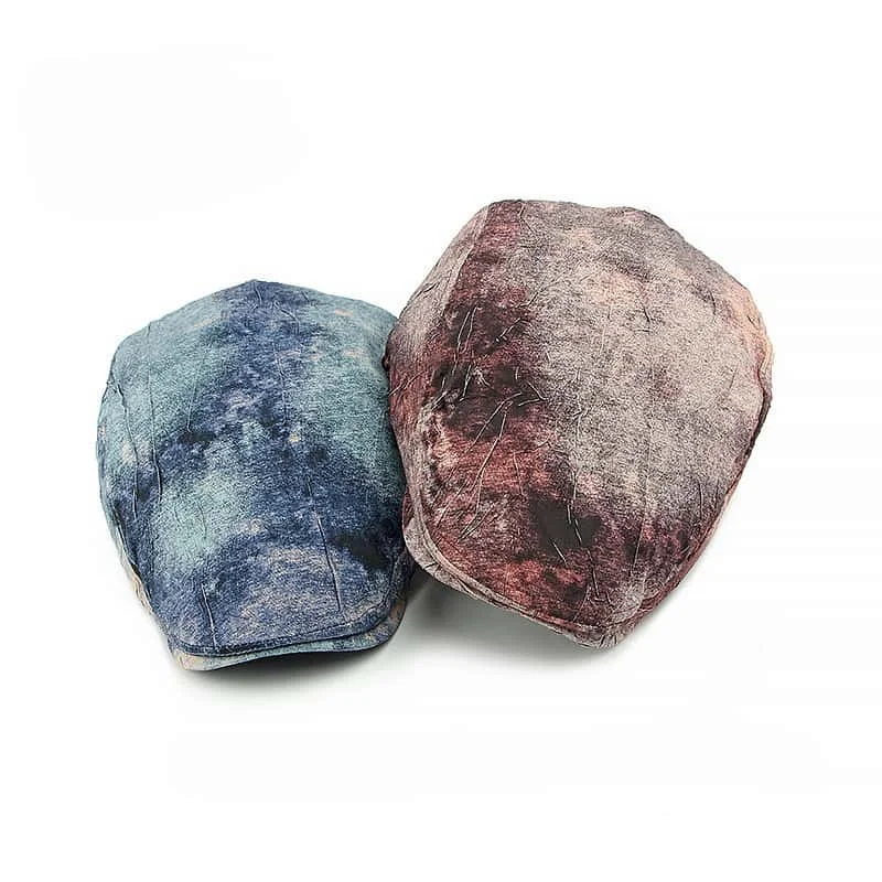 Blue Denim Beret  Unisex Fashion Y2k Girls Baseball Cap Spring Summer Goth Retro Washed Denim Old Print Short Brim Hat for Women