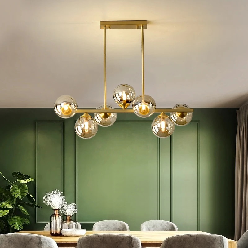 Glass Ball Pure copper Pendant Chandelier Nordic Magic bean Living Room indoor led lighting Bedroom Home decor Lighting Fixtures