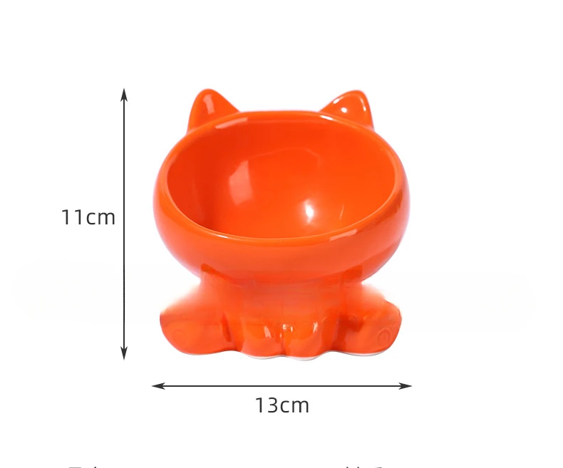 Cat Bowl Integrated Ceramic Diagonal High Feet Cute Protection Cervical Spine Dog Bowl Drinking Cat Bowl Against Black Chin