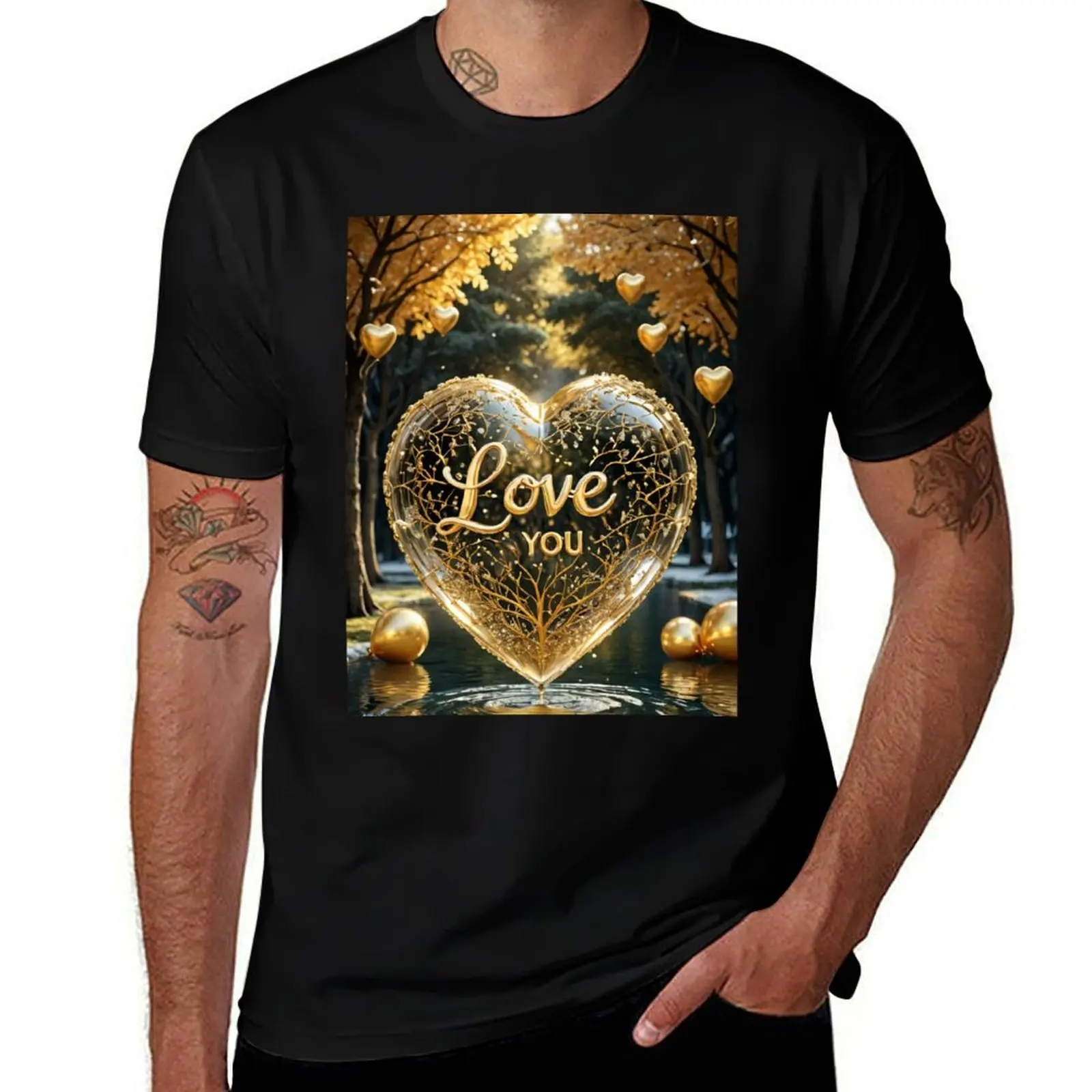 

Серия 3D из травированного стекла Love You # Футболка Croswit 4, мужские мешковатые рубашки, милая одежда в стиле аниме, мужская одежда
