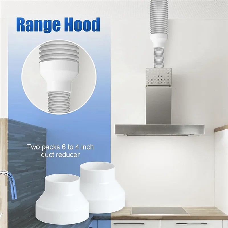 AA84 2 шт. 6–4 дюйма Редуктор воздуховода Увеличитель ABS Адаптер воздуховода Канальный вентилятор или осушитель Вентиляционный адаптер Соединитель трубы HAVC, белый