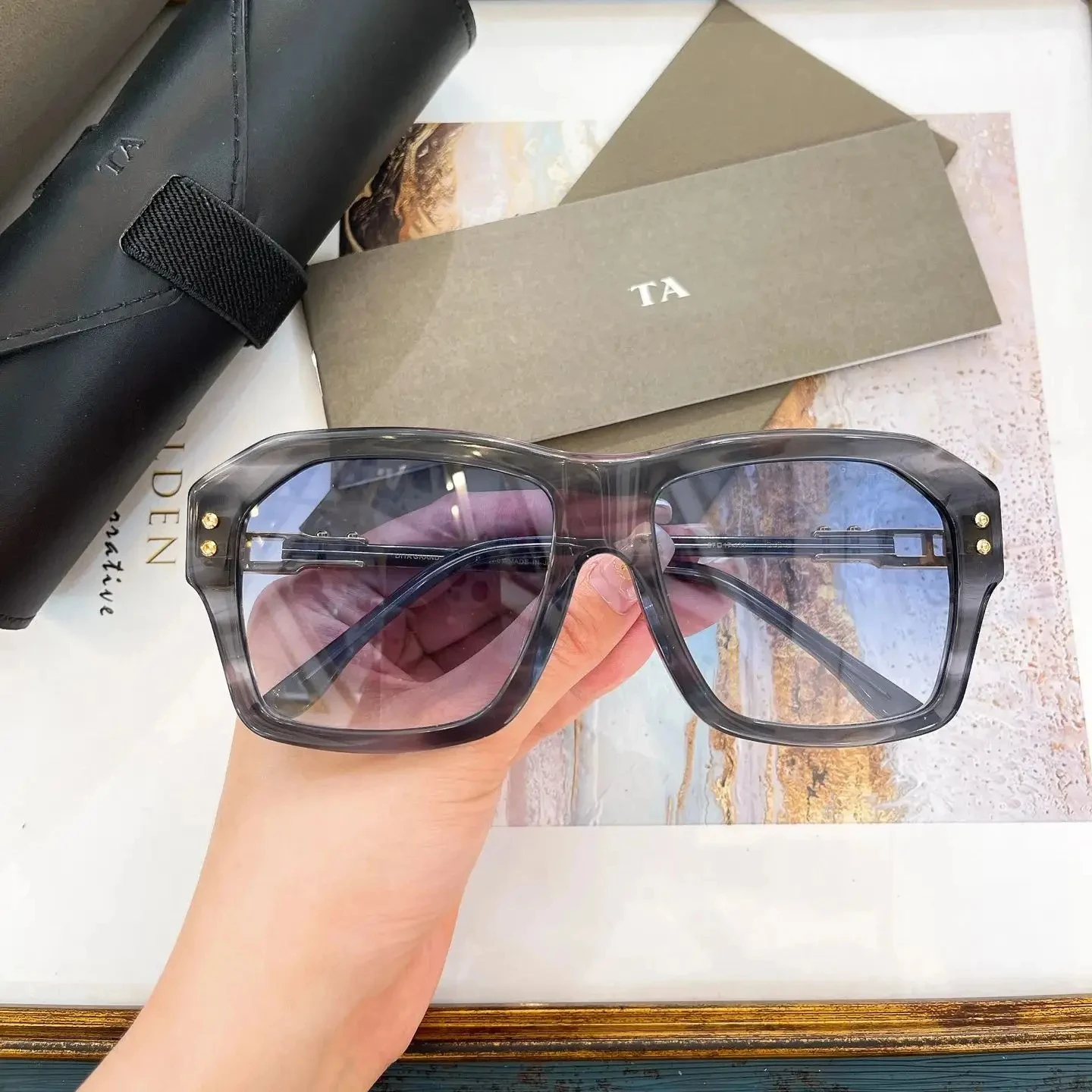 

Original For LIANGCHENDIT DT DTS417 Top Quality Acetate Frame Square Men Sunglasses Classic Casual Business Women Couple Eyewear