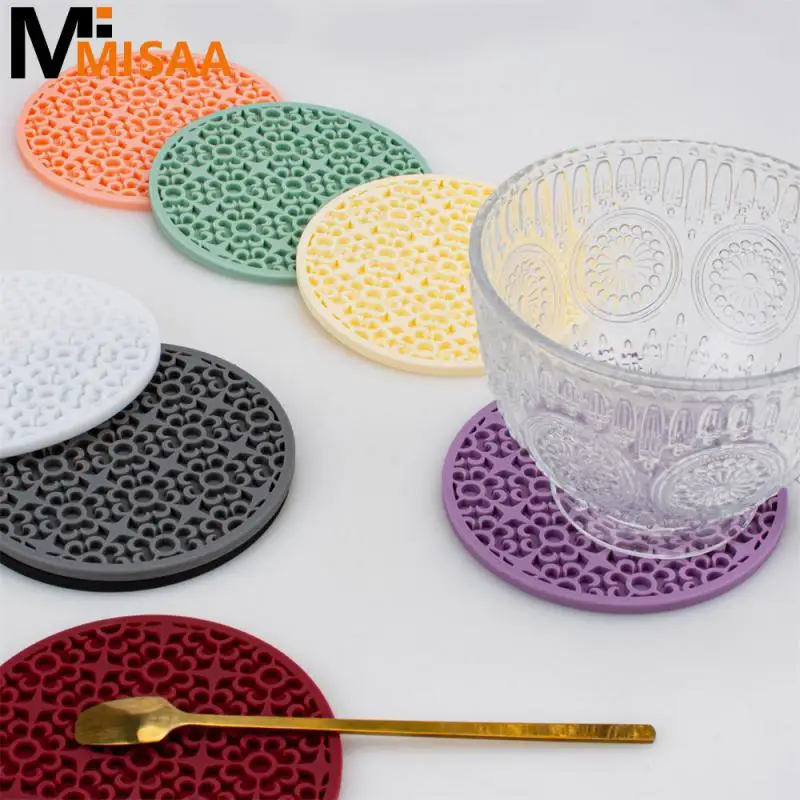 Coaster Easy To Clean Safety Material Round Insulation Drinking Utensils Round Coaster Thin And Easy To Store Anti-greasy Drain