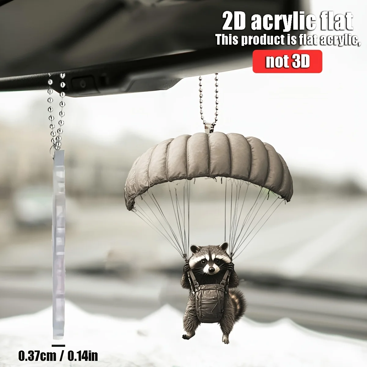 Colgante de canguro de paracaídas de avión 2D, utilizado para decoración colgante de coche, decoración divertida, decoración del hogar, accesorios para mochila, llavero