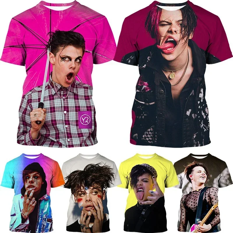 Fashion Casual Men's Singer Yungblud Mens 3D Print T-shirt Hip-hop Harajuku Street Personality Oversized T-shirt Short-sleeved