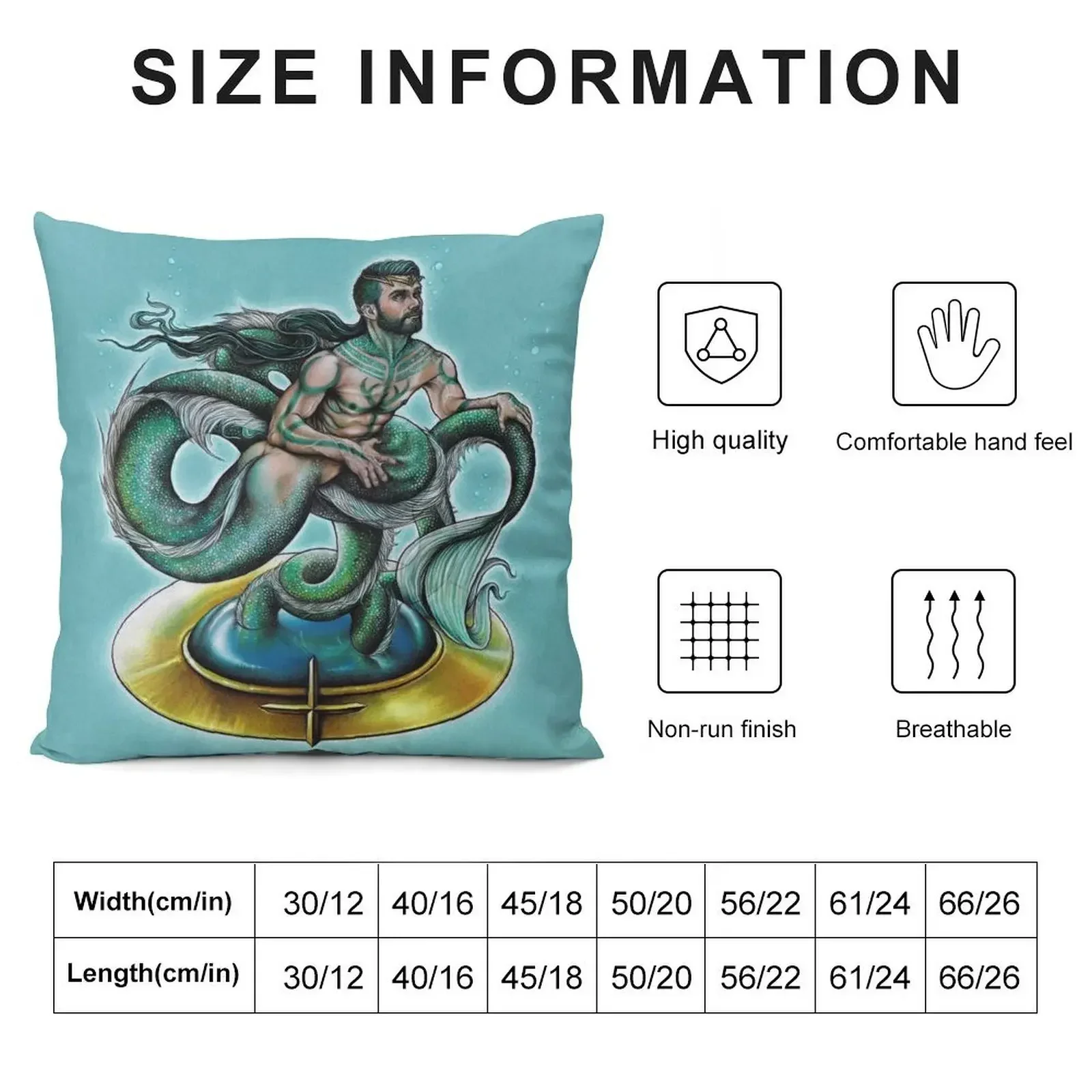 Merman Sailor Neptune Throw Pillow Pillow Covers Decorative Christmas Pillow Cases