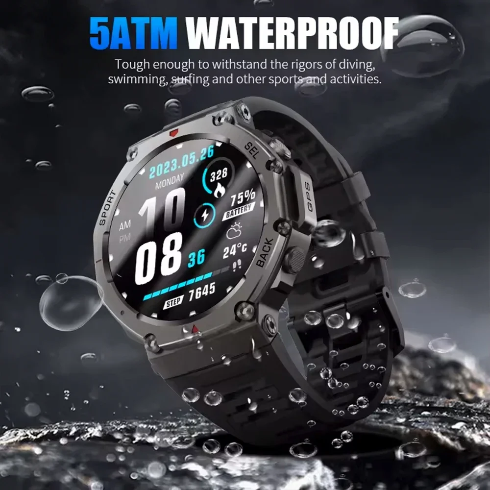 T-Rex 3 Built-in Dual-band GPS Smart Watch Men Smartwatch Compass Altimeter Barometric 5ATM IP69K Waterproof AMOLED HD Watches