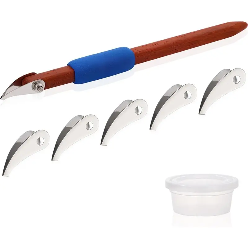

Pottery Carving Tools Set 5 Stainless Steel Blades & Pear Wood Handle Sculpture Scraper Craft Modelling Tools For Clay A