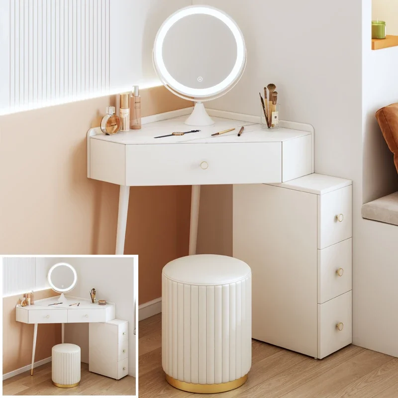 Nordic Corner White Dresser Mirror Set Girl Modern Vanity Toaletka do przechowywania kosmetyków Penteadeira Para Quarto Meble pokojowe