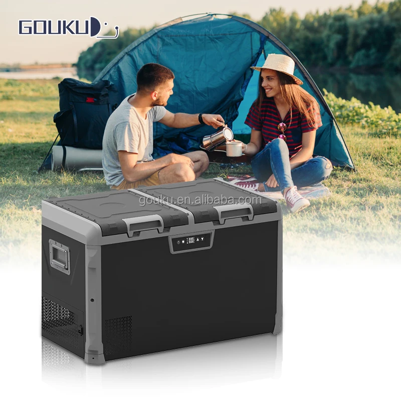 

Automotive refrigeration Dual Zone Portable Camping Cooler Compressor Cooling Freezer DC 12V/24V Mode Small Refrirator