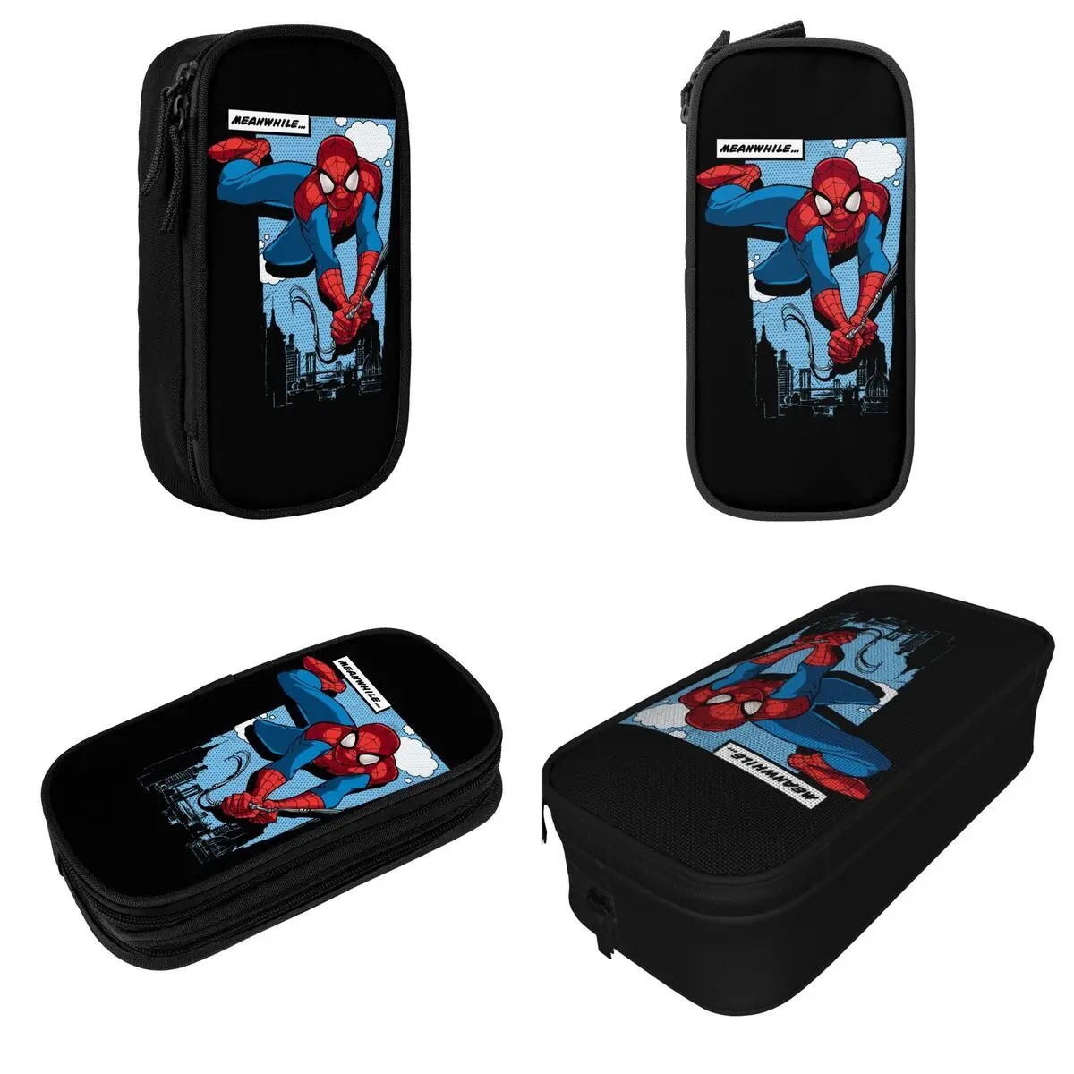 Imagem -02 - Estojo de Grande Capacidade para Meninas Painel de Quadrinhos Marvel Dupla Camada Homem-aranha Bolsa de Maquiagem Presente