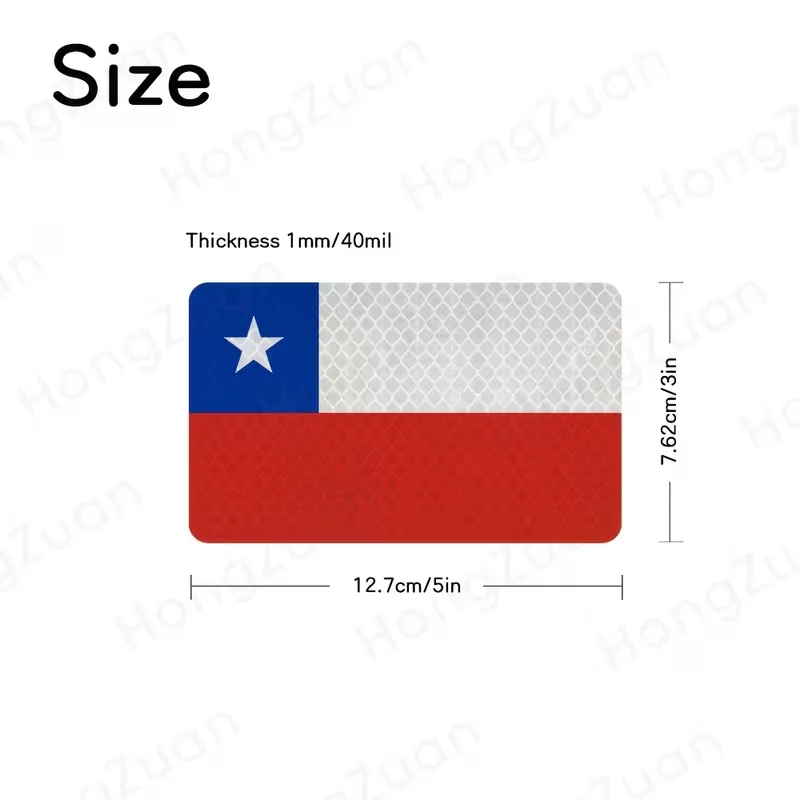 Chilean Flag Reflective Car Stickers, 2-Piece Set of Chilean Flag Car Decals, Suitable for Bumper Stickers and Car Windows, Patriotic Themed Car Exterior Decoration, Universal for Suv and Truck Models, High-Brightness Warning Safety Reflective Film