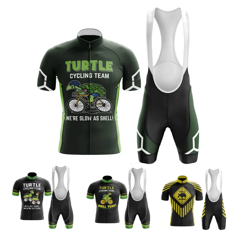 2023 Turtle Cycling Jersey Set Mens Cartoon Anime Clothing Road Bike Suit Mountain Bicycle Shirt Bib Shorts MTB Ropa Maillot