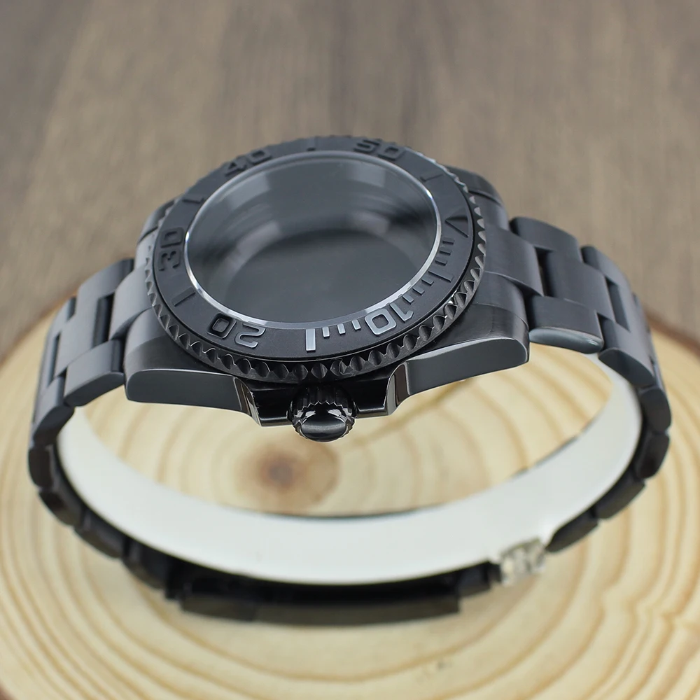 Accesorios NH35 de 40mm, caja de reloj, bandas de zafiro para NH35 NH36 NH34 NH70 8215 2824 PT5000 Movt, inserto de bisel de cerámica para yate negro