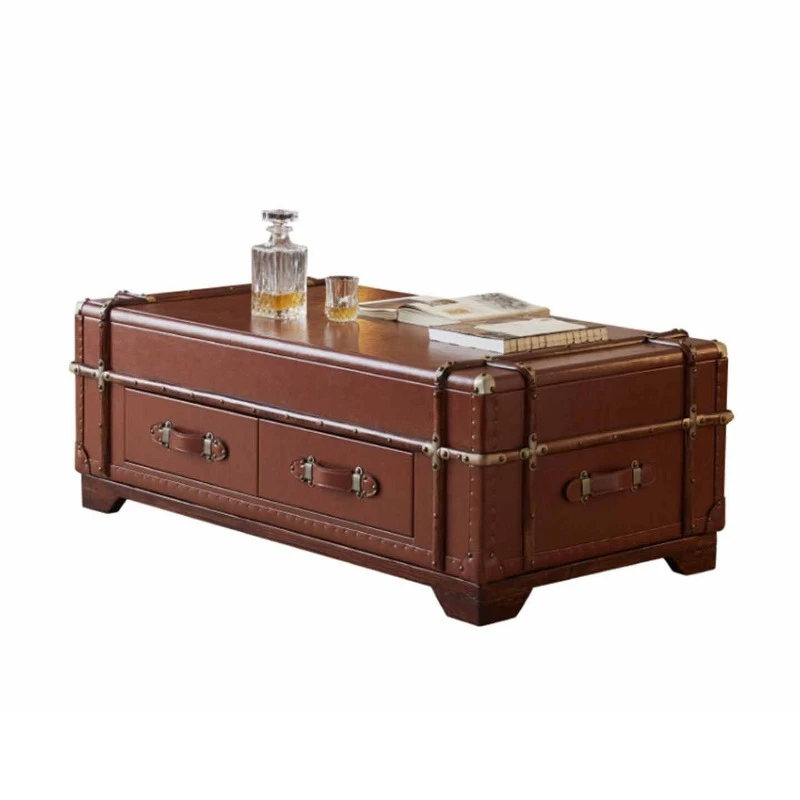 

Solid wood rattan multi-functional lifting storage leather living room tea table master design