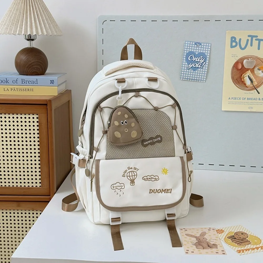 

Versatile Large Capacity Women Backpack Adjustable Straps Macaroon Student Backpack With Coin Purse Cartoon Shoulder Bag School