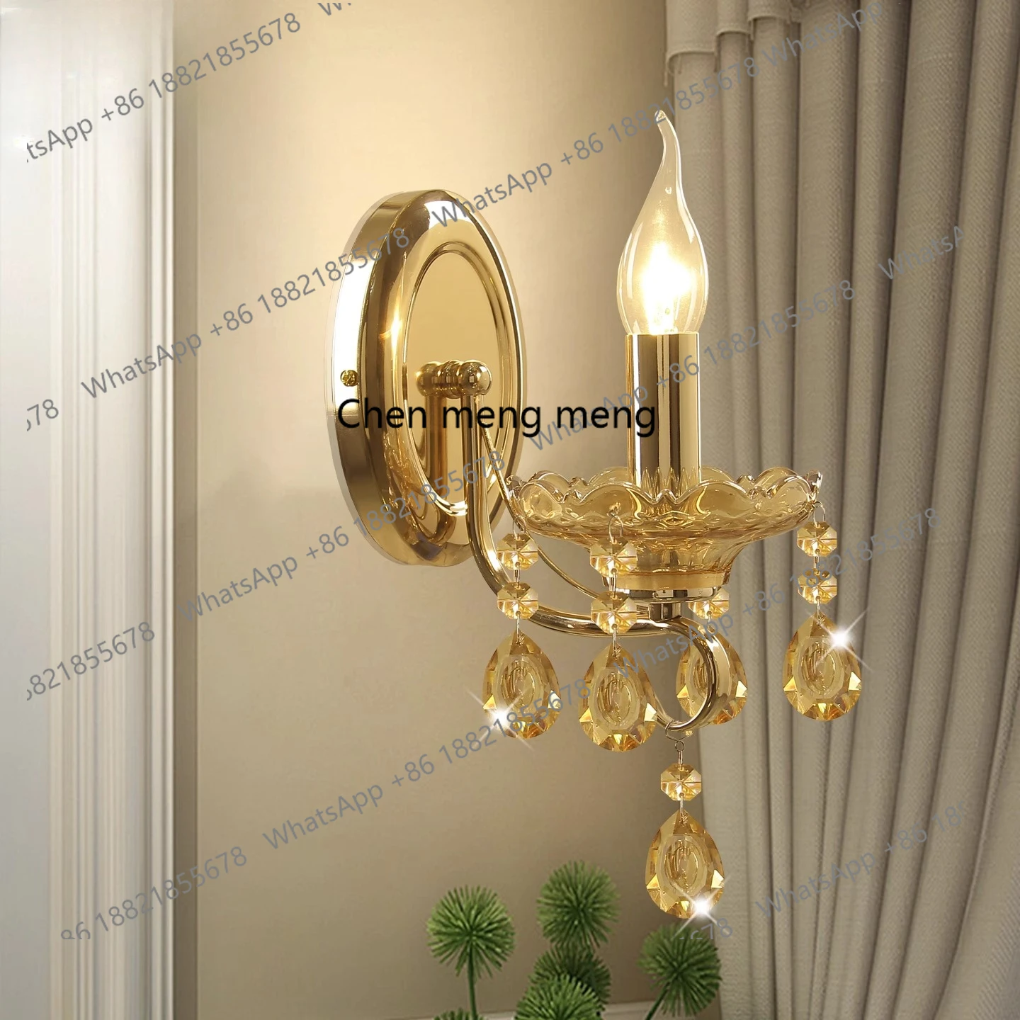 

Французский ретро хрустальный настенный светильник, американская свеча, спальня, прикроватная тумбочка, гостиная, проход, лестница, настенный светильник из кованого железа
