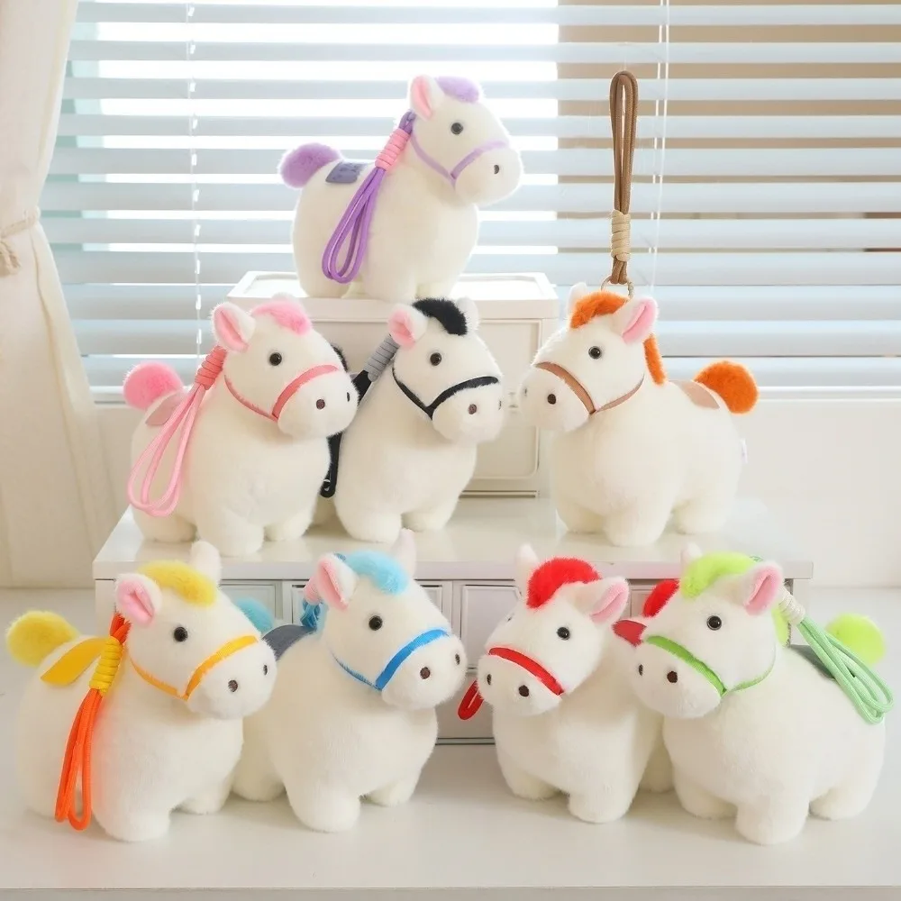 Leuke Cartoon Pony Hanger Steed Pop Dier Pluche Paard Sleutelhanger Pluizig Gevulde Zodiac Pony Beeldje Woondecoratie