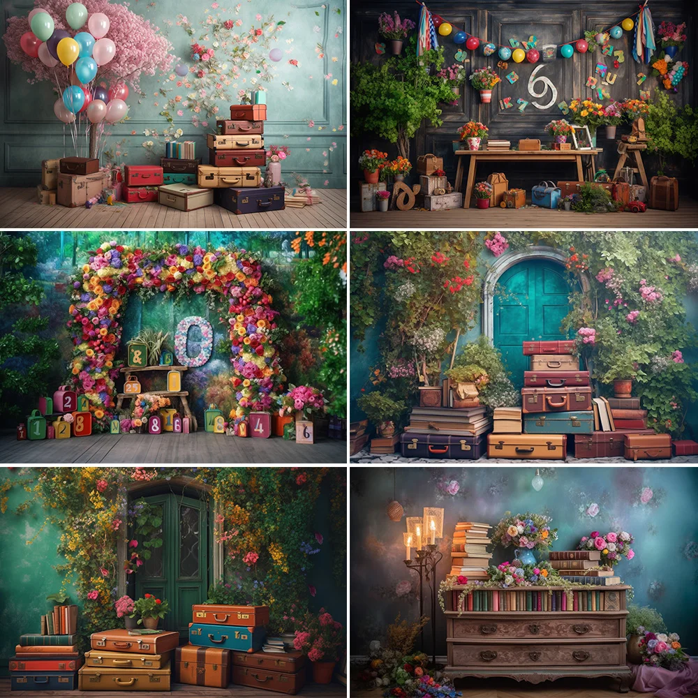 Photography Backdrop Flower Wall Book Desk Back to School Student Graduation Party Banner Photocall Background Photo Studio