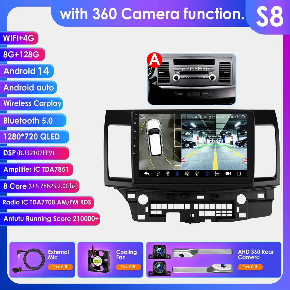 Hizpo Auto Intelligent Systemen Carplay Android Autoradio voor Mitsubishi Lancer 2007-2012 Multimedia Video Speler WIFI 8Core 6115