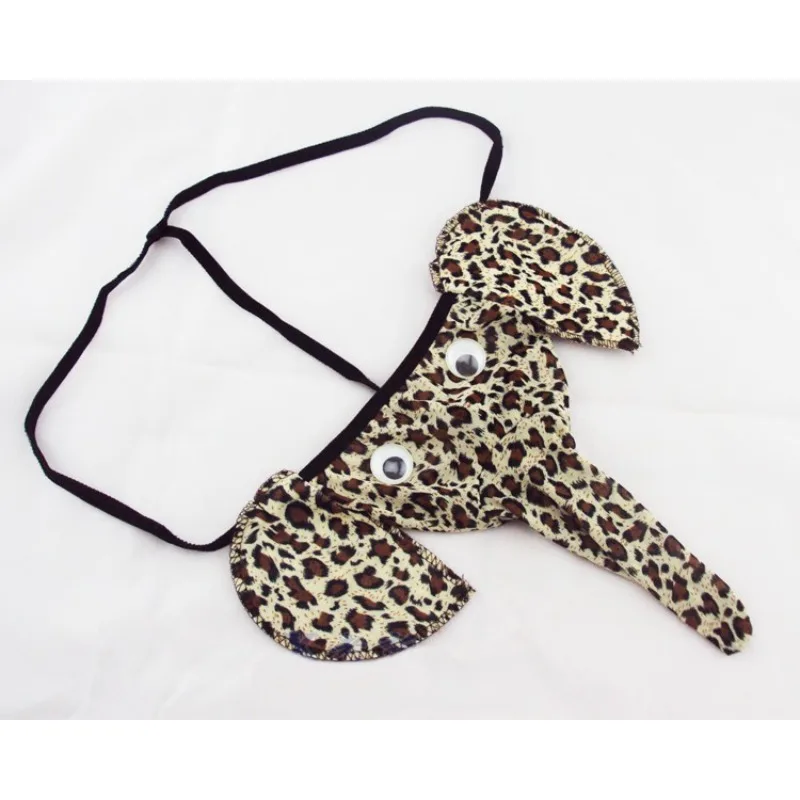 Roupa interior sexy masculina dos desenhos animados elefante tanga oco para fora malha t calças meia-noite apaixonada lingerie sexy