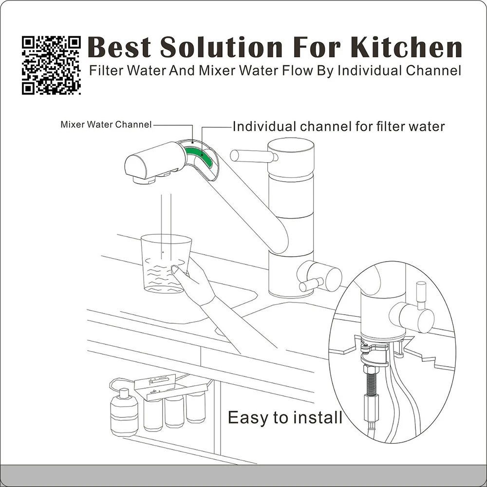 Hot Selling Italian Kitchen Faucets Triangle Kitchen Faucets 3 Way Kitchen Hot Cold Purier Water Mixer Tap For Reverse Osmosis