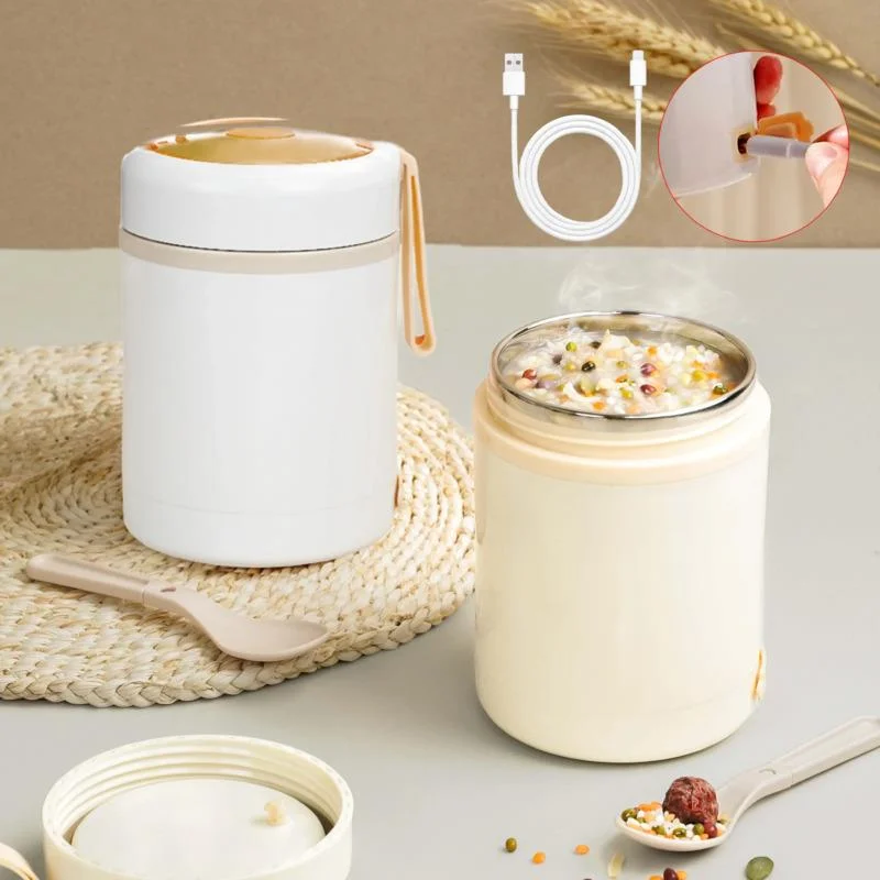 

USB Electric Heating Lunch Box Portable Picnic Milk Drink Food Heater Stainless Steel Food Warmer Container