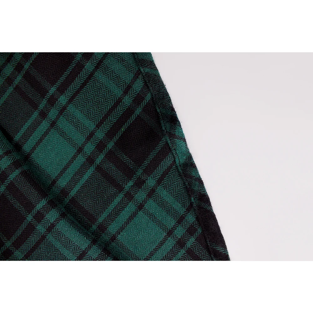 SISHION 2025 Herbst Neue EINE Linie Swing Tasten Lange Midi Vintage Rock SS 0037 Rot Grün Hohe Taille Plaid Röcke für Frauen Jupe – Detail 9