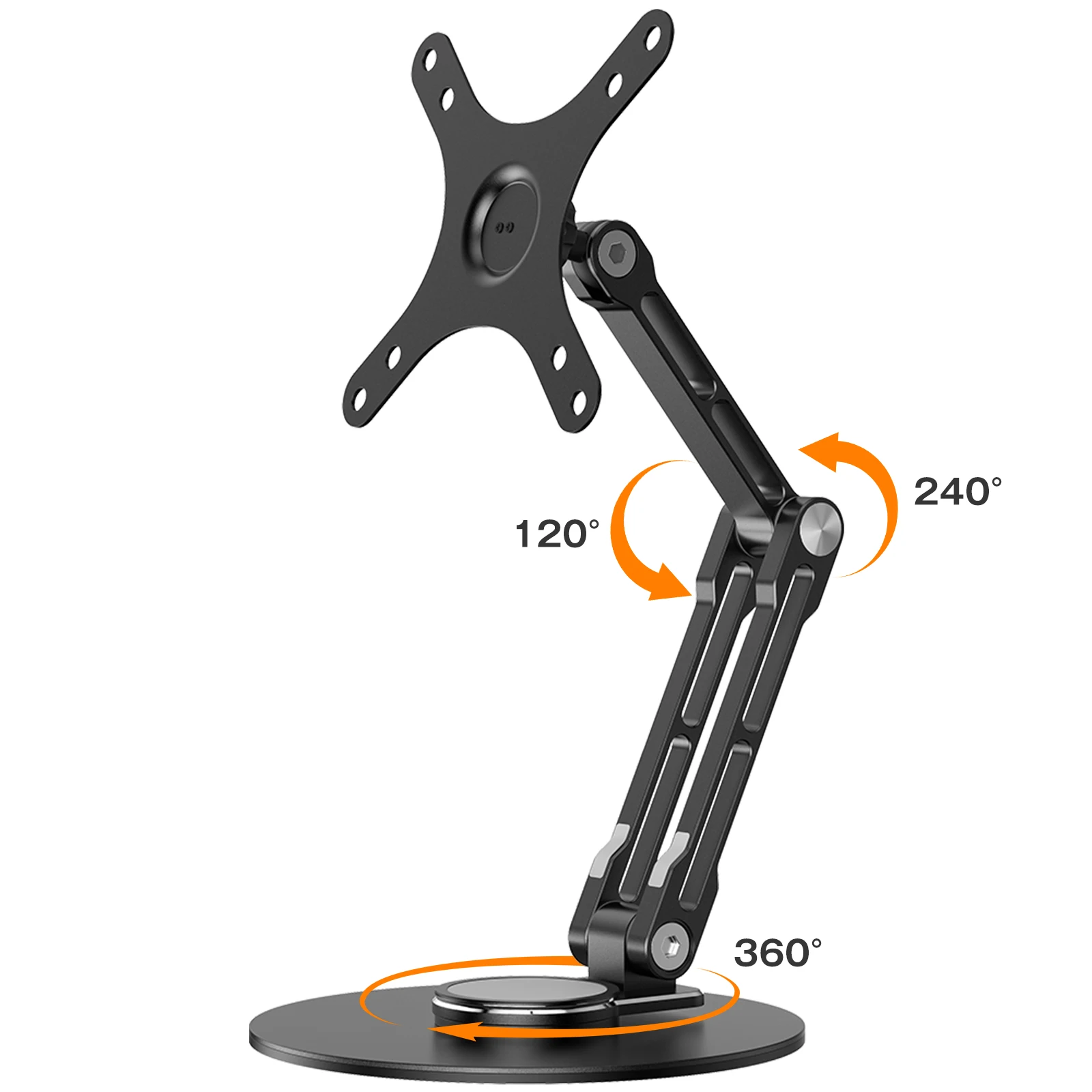 Imagem -02 - Suporte para Monitor Único Uperfect Vesa Mount para Telas de 12 a 22 Polegadas Suporte para Monitor Independente com Inclinação Giratória Rotação e Altura Ajustável Suporta até 338 Libras Vesa 75x75 100x100 mm